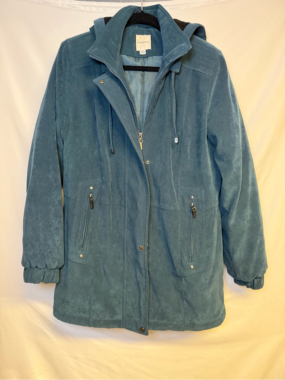 Green Suede Hooded Women's Coat
